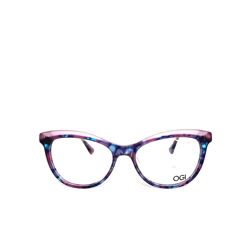 Womens OGI Paisley Blue Designer Cat Eyeglasses Frames 52-17-140 Made In Japan